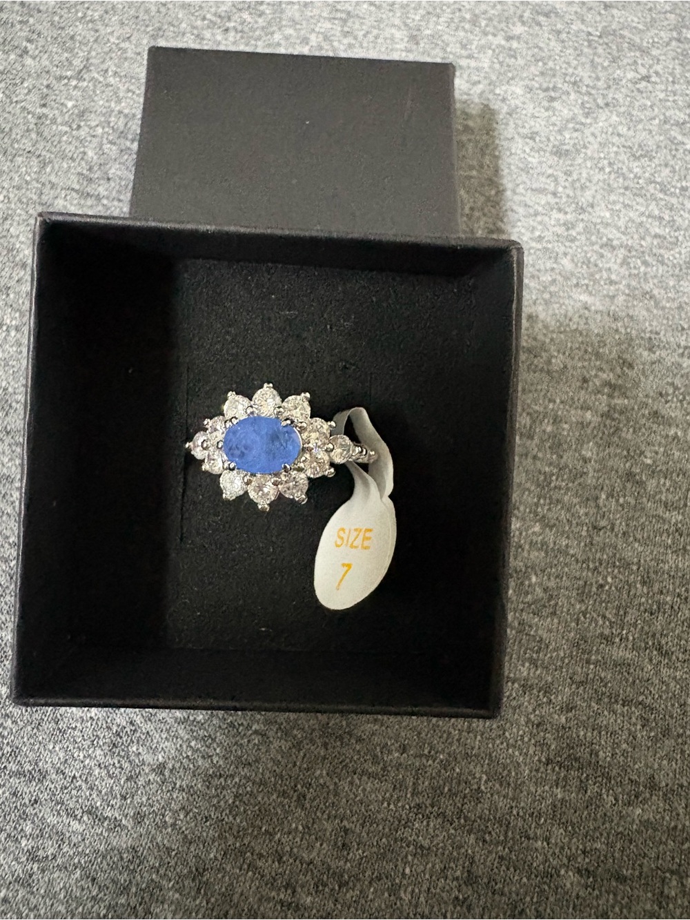 Elegant Blue Stone Ring - Size 7